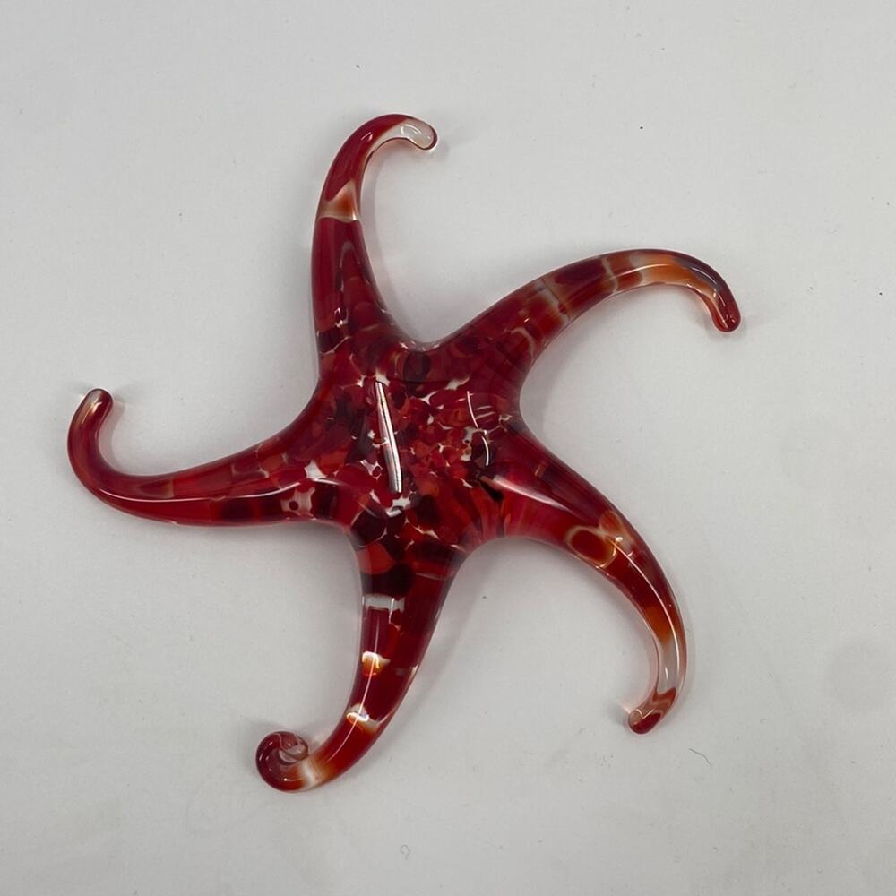 Handmade Red Blown Glass Star fish